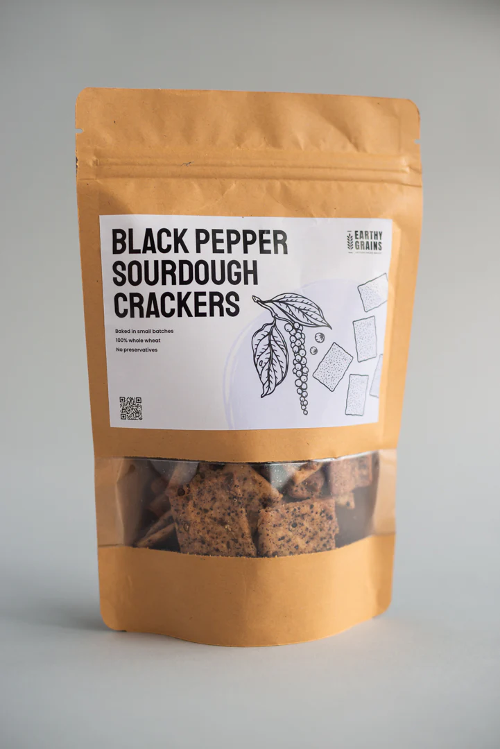 Earthy Grains Black Pepper Sourdough Crackers (100 gm)