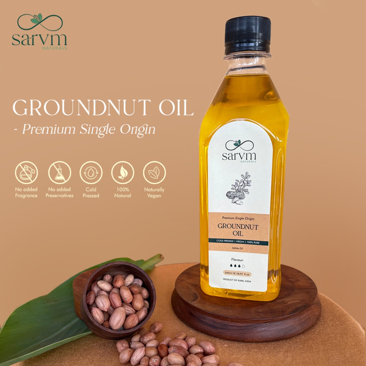 Groundnut Oil Premium Single Origin Cold Pressed - 500 ml