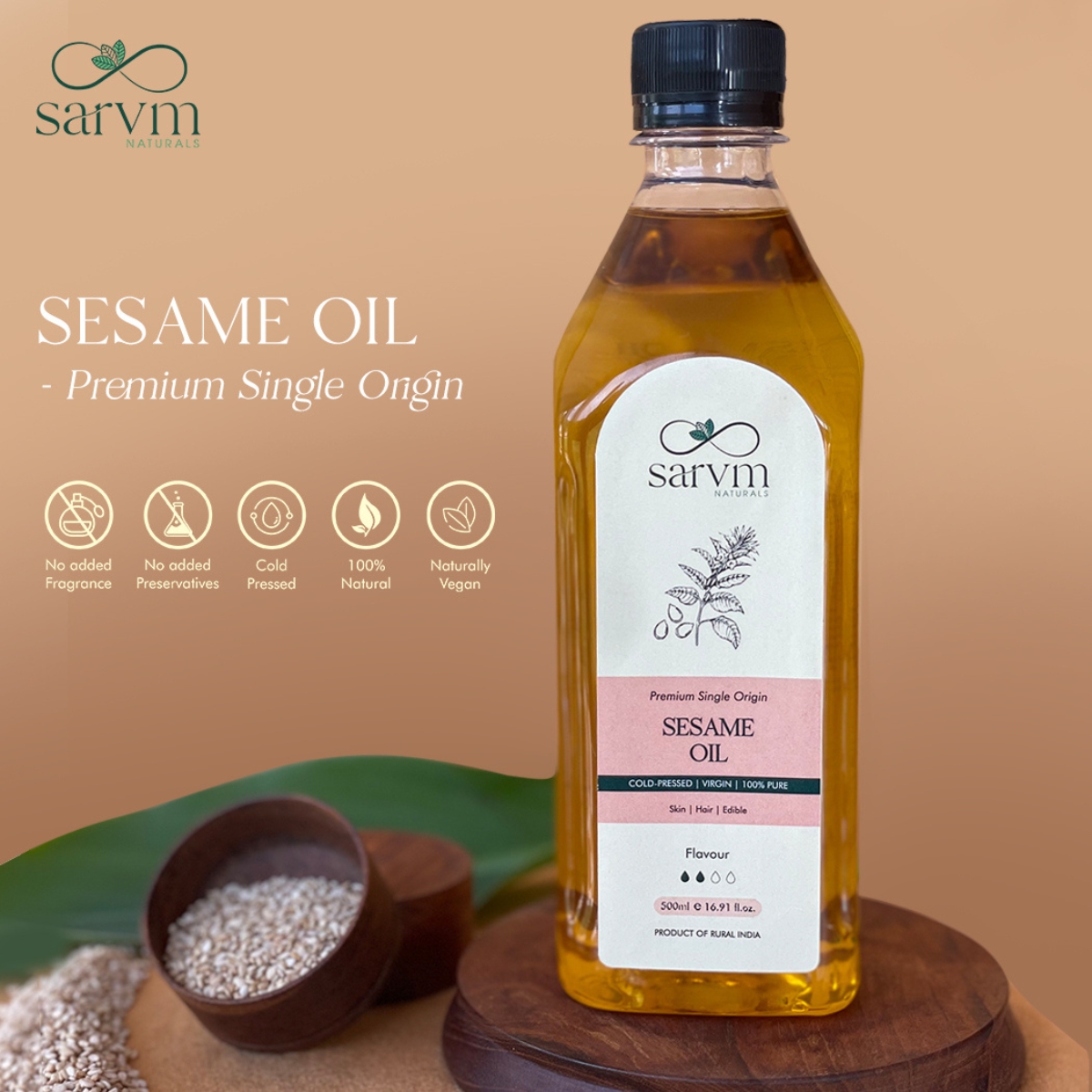 Sesame Oil Premium Single Origin Cold Pressed - 500 ml