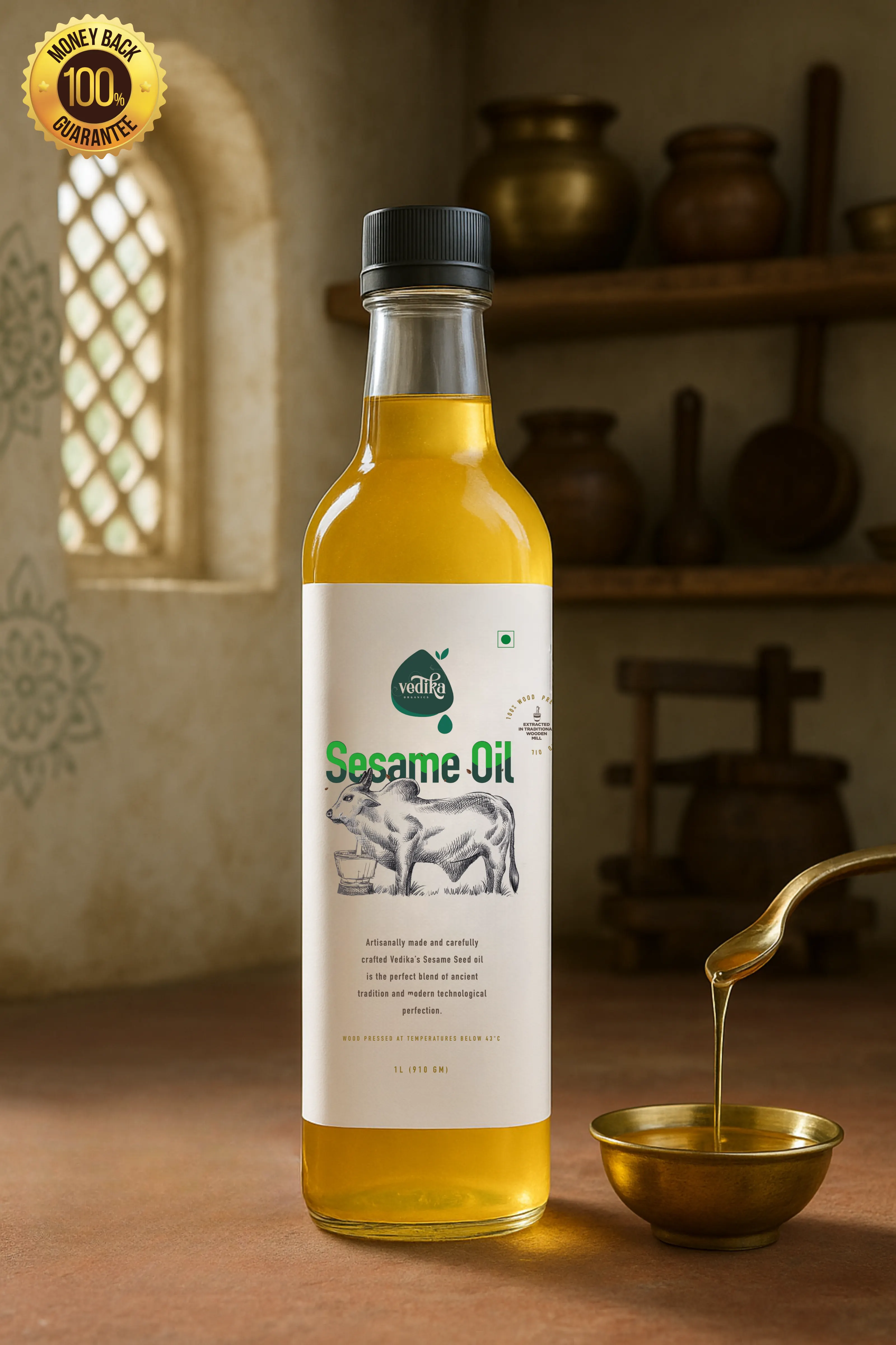 Vedika Organics Sesame Wood Pressed Oil 500ML 