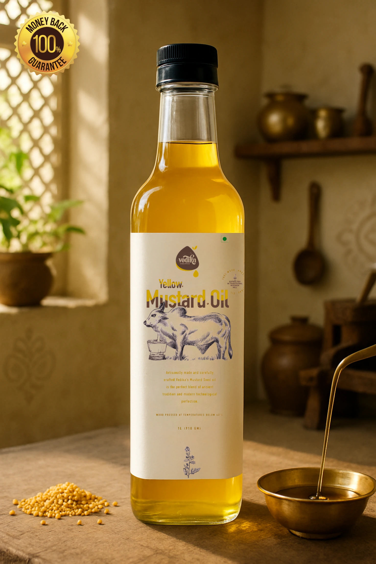 Vedika Organics Wood Pressed Yellow Mustard Oil (5 litre)