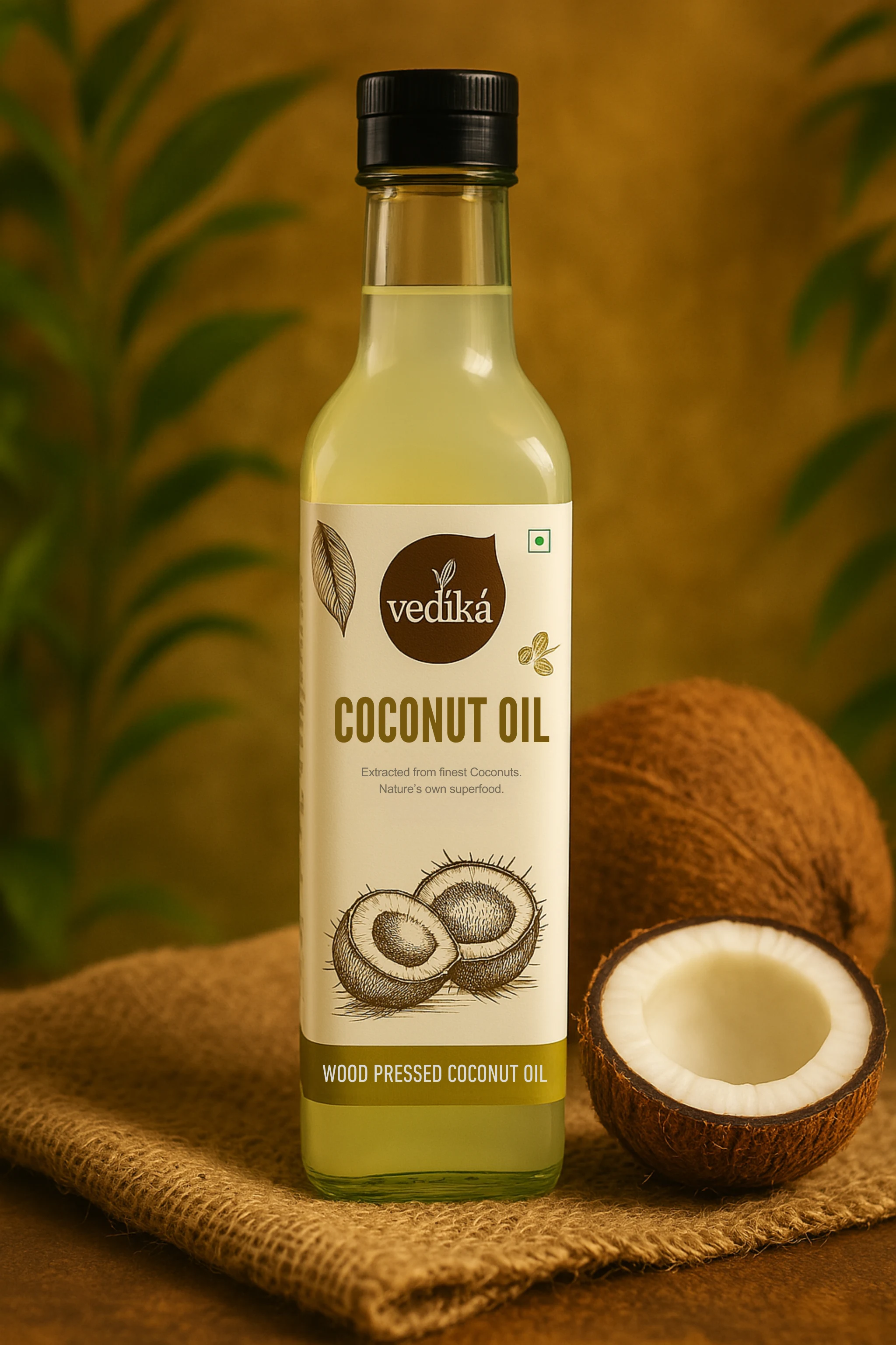 Vedika Organics Wood Pressed Virgin Coconut Oil (1 litre)