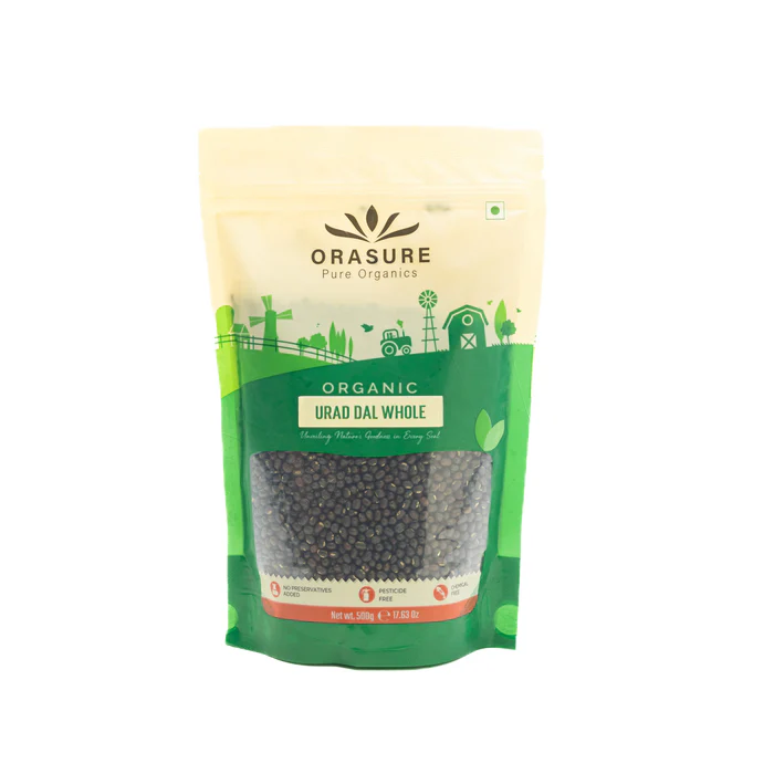 Organic Whole Urad Dal-500gm (Pack of 1)| Black Gram | High Protein & Fiber