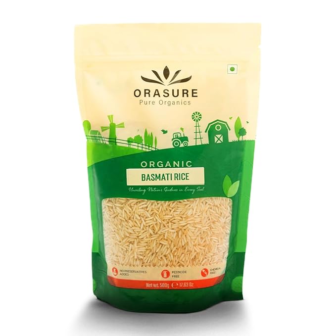 Orasure Organic Basmati Rice 500g (Pack Of 3)| Long-Grain Rice