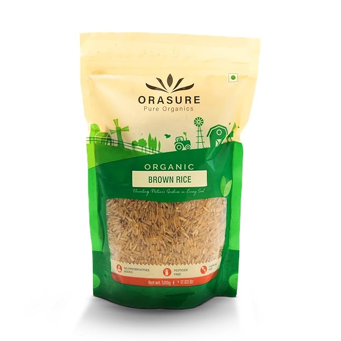 Orasure Organic Brown Rice 500g (Pack of 1)| Whole Grain & Fiber-Rich