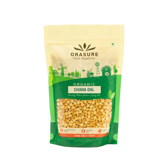 Orasure Organic Chana Dal - 500g (Pack Of 1)| Unpolished Bengal Gram