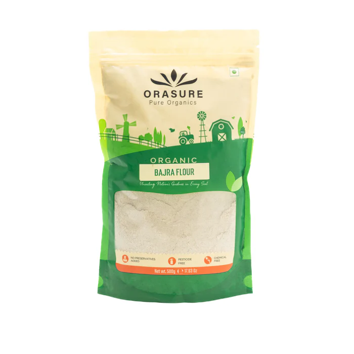 Orasure Organic Bajra Flour - 500 g (Pack Of 3) | 100% Natural Bajra Atta