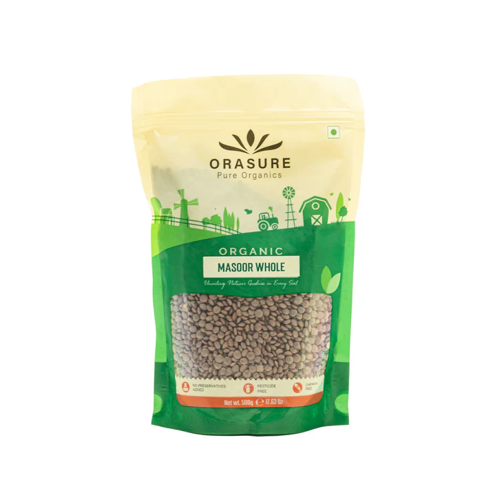 Orasure Organic Masoor Whole 500gm (Pack of 3)| Red Lentils