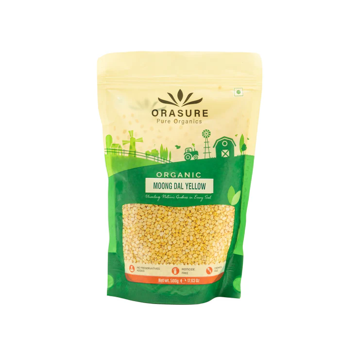 Orasure Organic Moong Dal Yellow - 500g (Pack of 3)