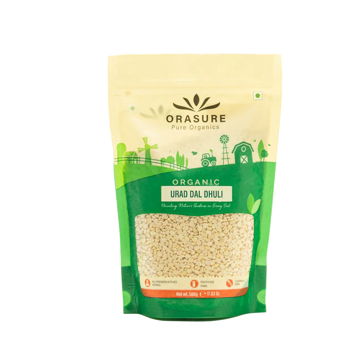 Orasure Organic Urad Dal Dhuli 500g (Pack of 1)| High Protein & Fiber