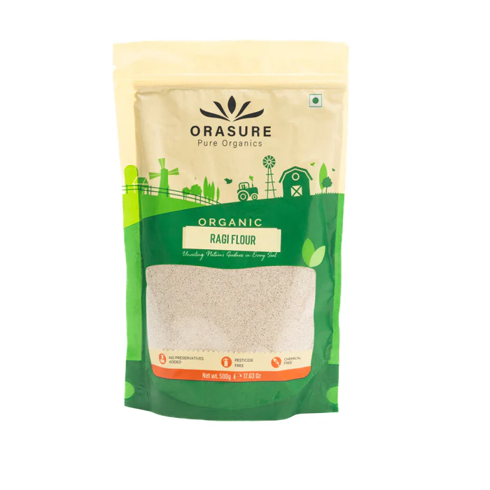 Orasure Organic Ragi flour - 500 g (Pack Of 3) | 100% Natural Fresh Ragi Atta