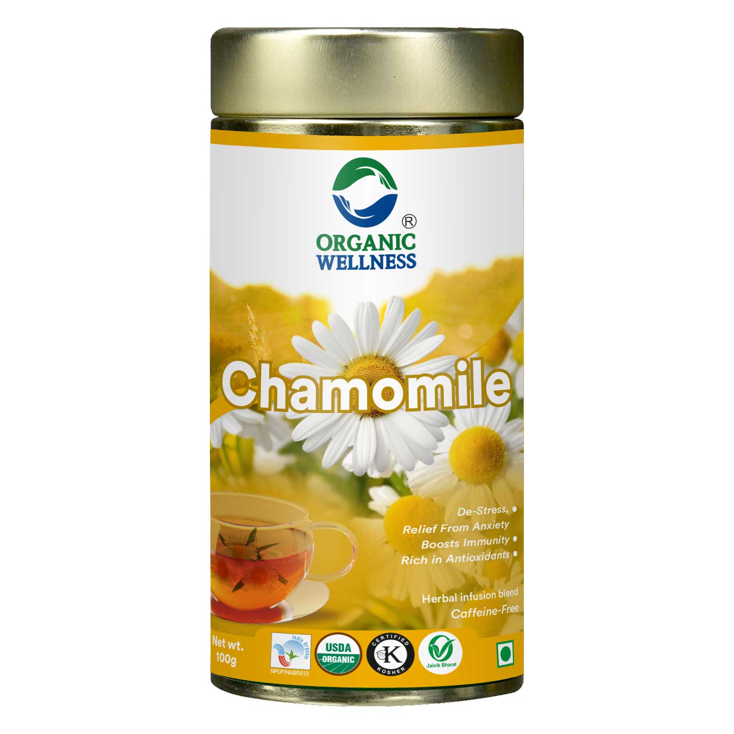 Organic Wellness Blossom Chamomile 100 grams Tin Pack