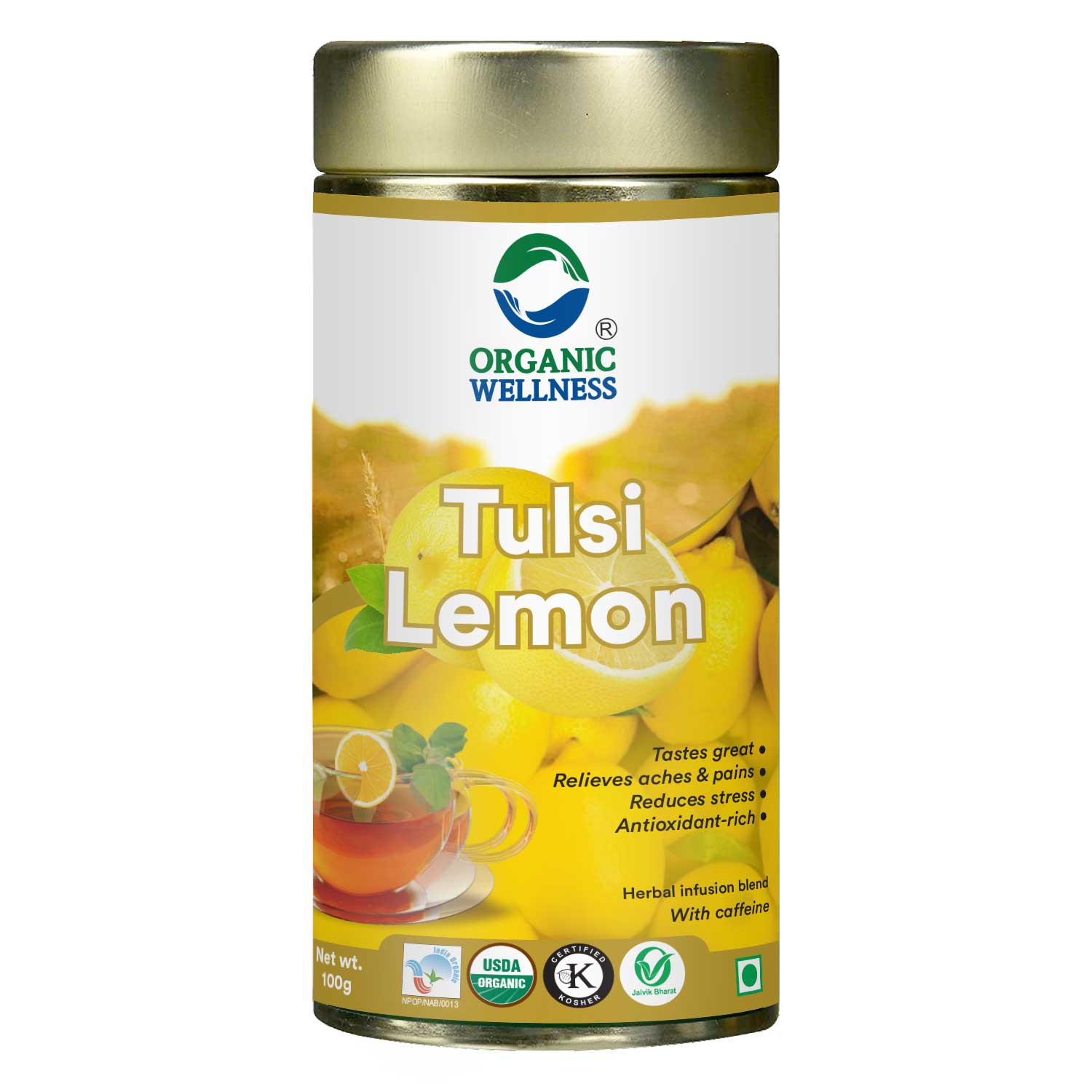 Organic Wellness Tulsi Lemon 100 grams Tin Pack