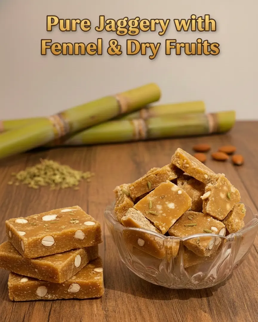 Desi Jaggery with Saunf & Peanut - 1 kg