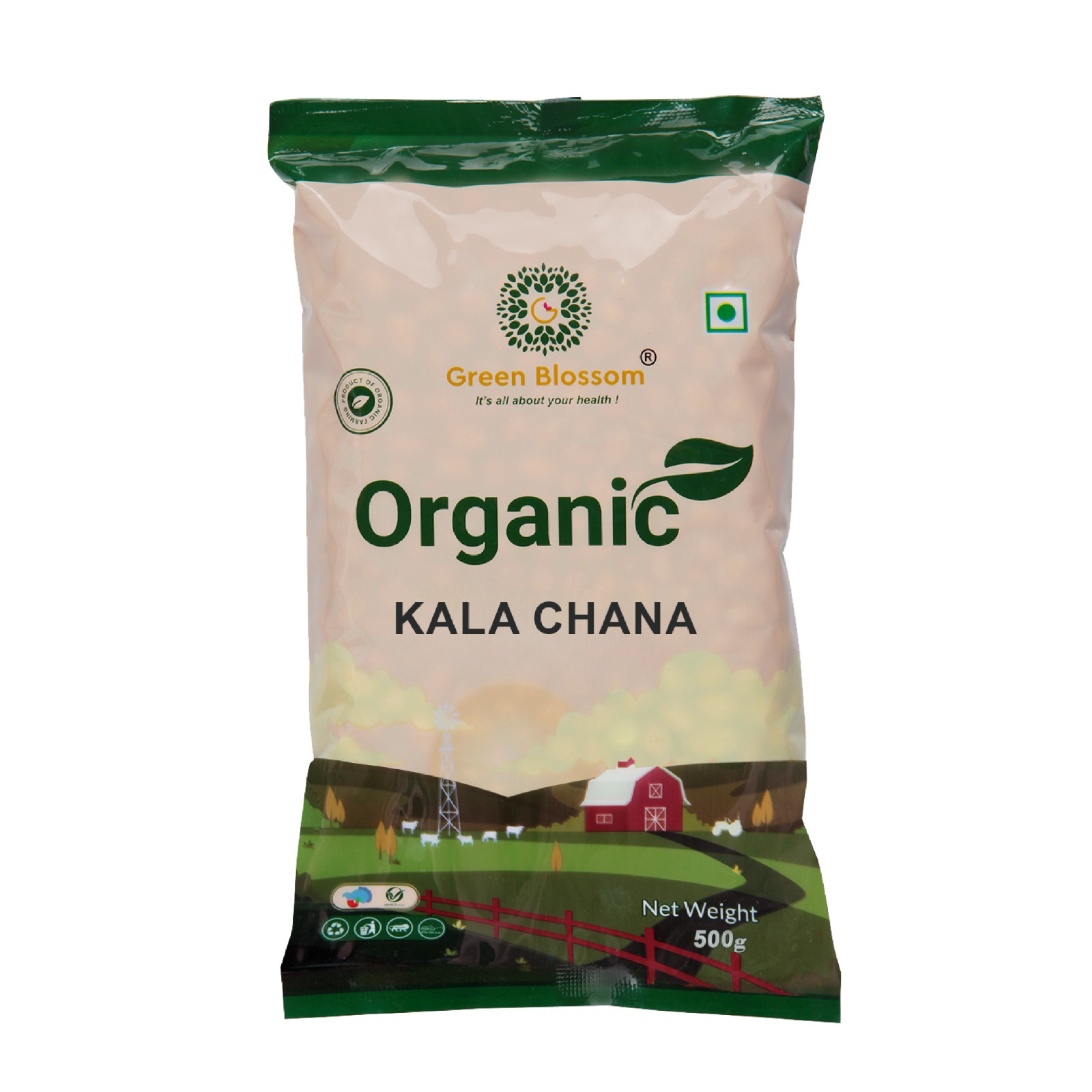 Green Blossom Organic Channa/Bengal Gram (Whole) - 500 G