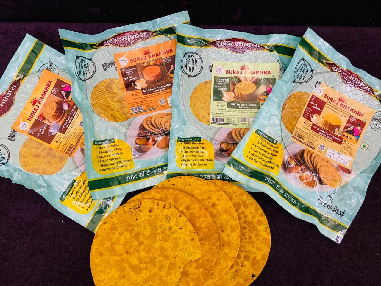 Suraj Khakhra Methi, Masala Khakhra ( Pack of 2 each )