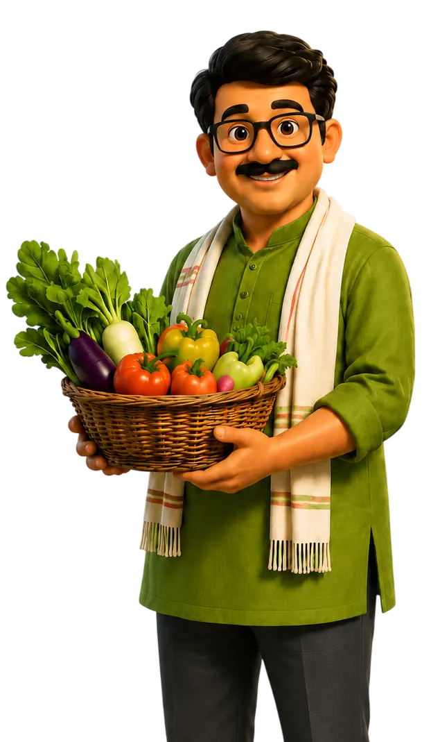 Farmer with a basket of fresh produce